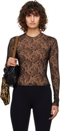 Balenciaga Black & Beige Lace Crewneck T-shirt