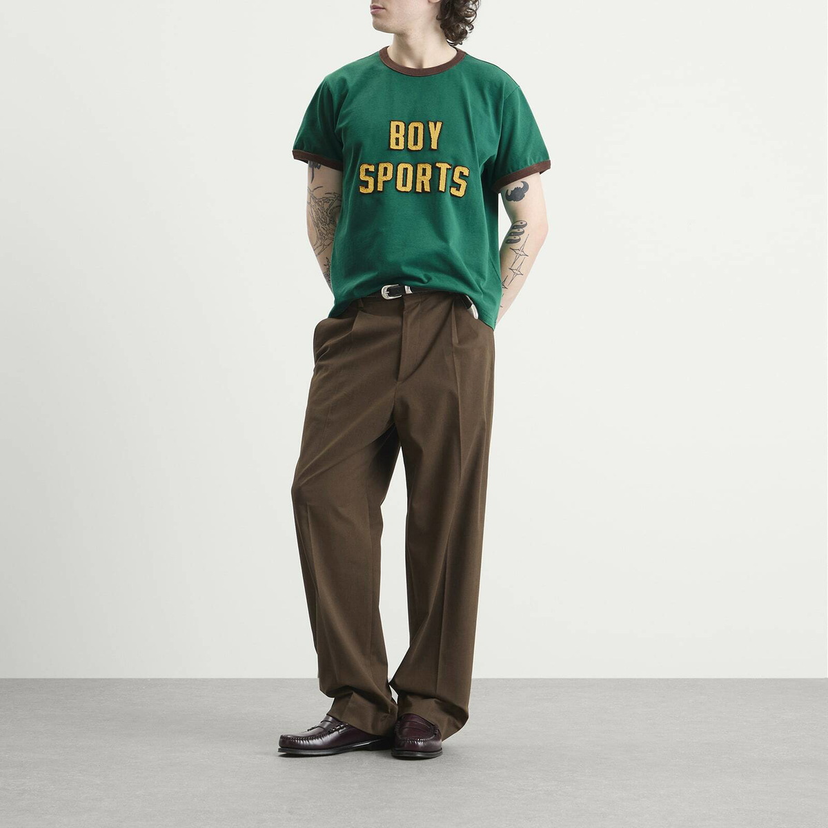Le Père Men's Boy Sports Ringer T-Shirt in Lorien Green