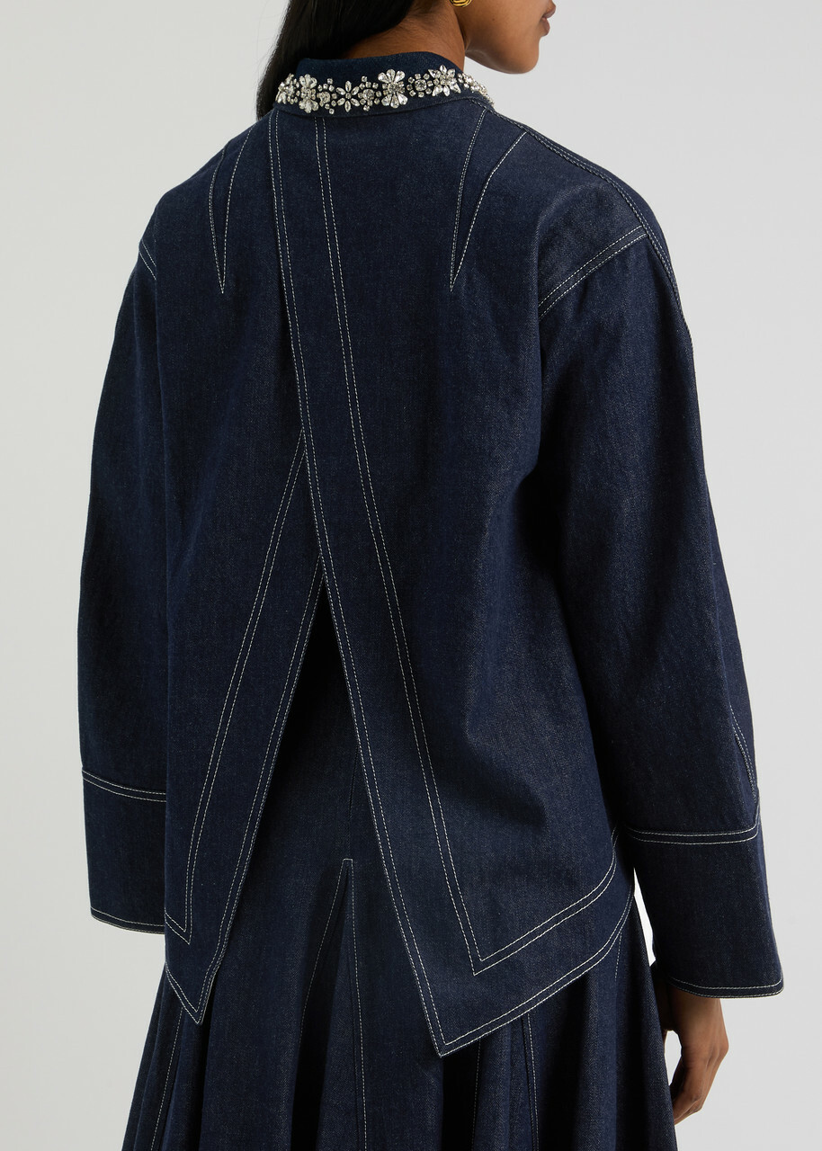 Huishan Zhang Travis Crystal-embellished Denim Jacket Blue