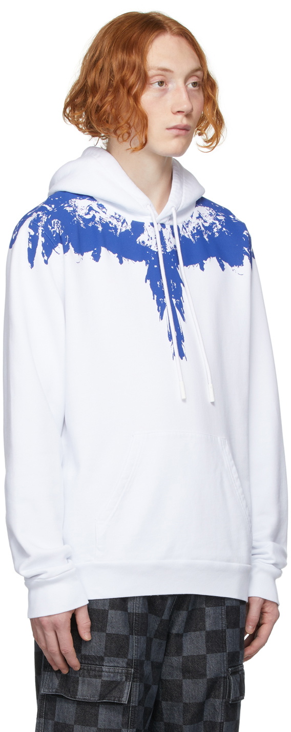 Marcelo Burlon County of Milan White & Blue Tempera Wings Hoodie