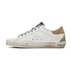 Golden Goose White and Brown Lizard Superstar Sneakers