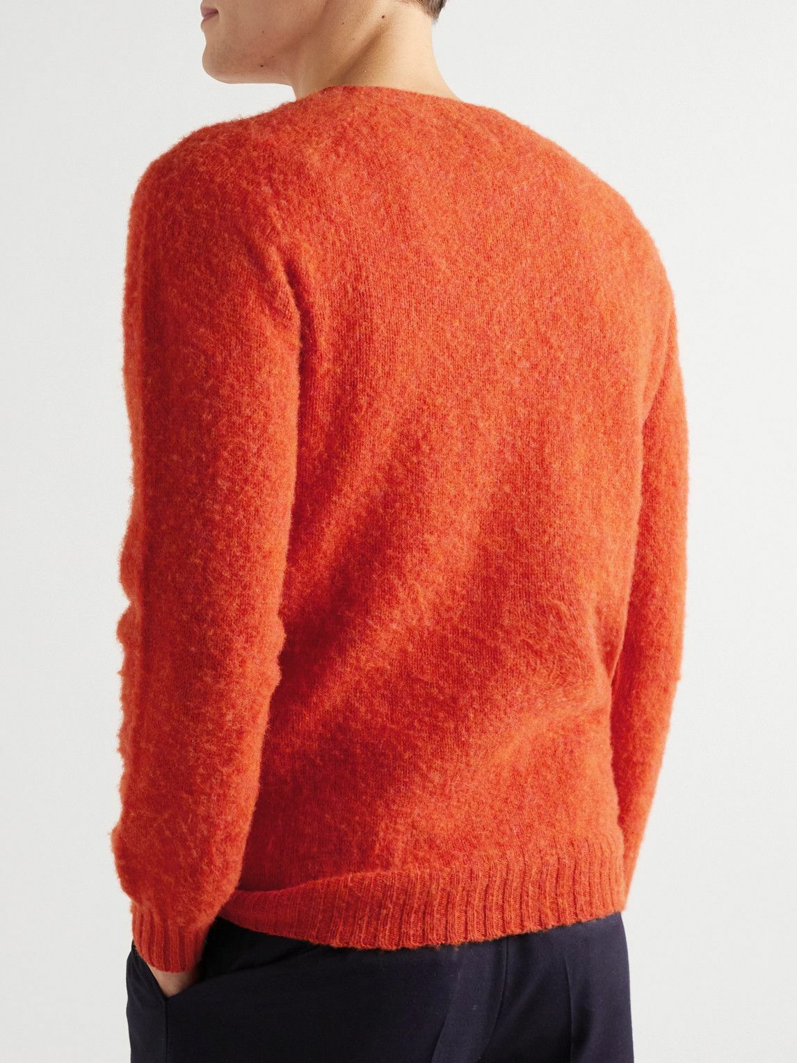 Brushed Shetland Drake Orange Sweater Drake's Striped Brushed