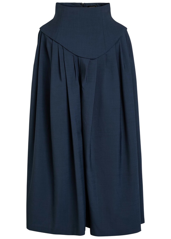 Photo: A.W.A.K.E Mode Basque Pleated Wide-leg Wool-blend Trousers Navy