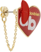 Doublet Gold & Red Heart Shape Single Earring