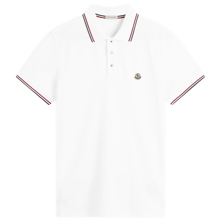 Photo: Moncler Men's Cotton Piquet Short Sleeve Polo in White