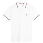 Moncler Men's Cotton Piquet Short Sleeve Polo in White