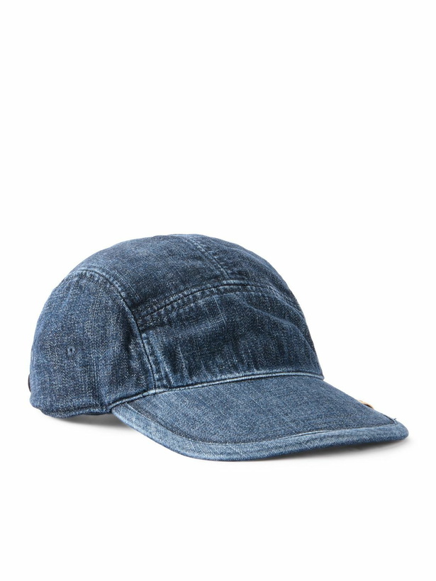 Photo: Visvim - Logo-Appliquéd Leather-Trimmed Denim Camp Cap