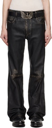 Diesel Black P-Blixia Leather Pants