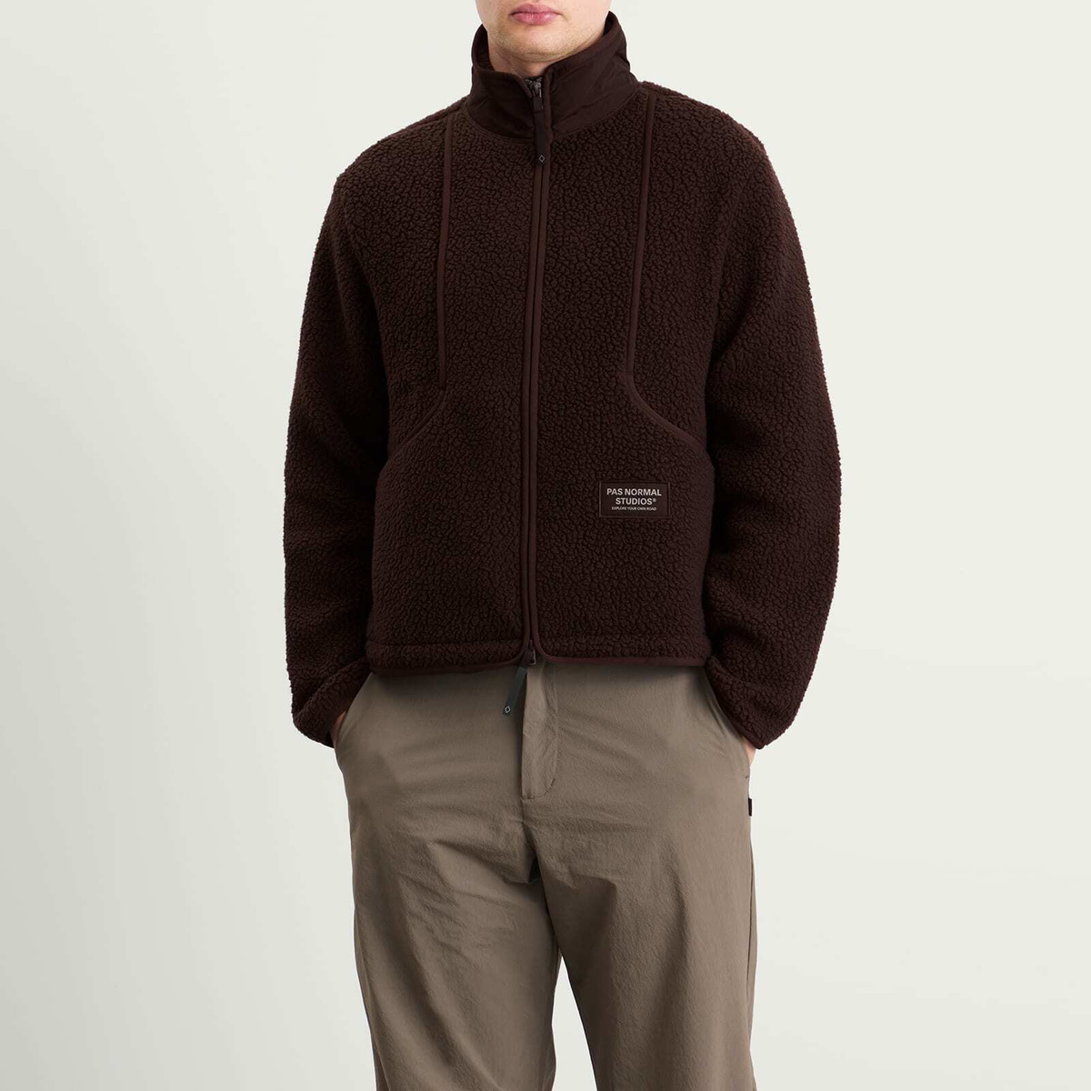 Pas Normal Studios Men's Off-Race Pile Fleece Jacket in Light Brown