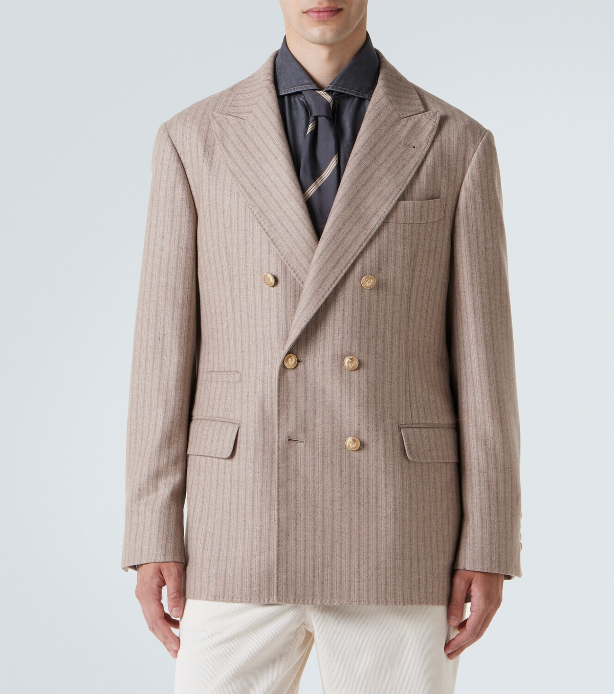 Brunello Cucinelli Striped cashmere and silk blazer