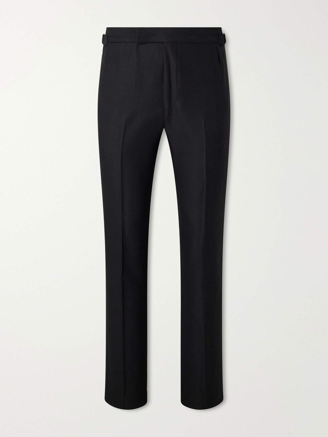 Thom Sweeney - Straight-Leg Satin-Trimmed Wool-Fresco Suit Trousers - Black