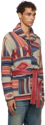 RRL Multicolor Patchwork Belted Cardigan