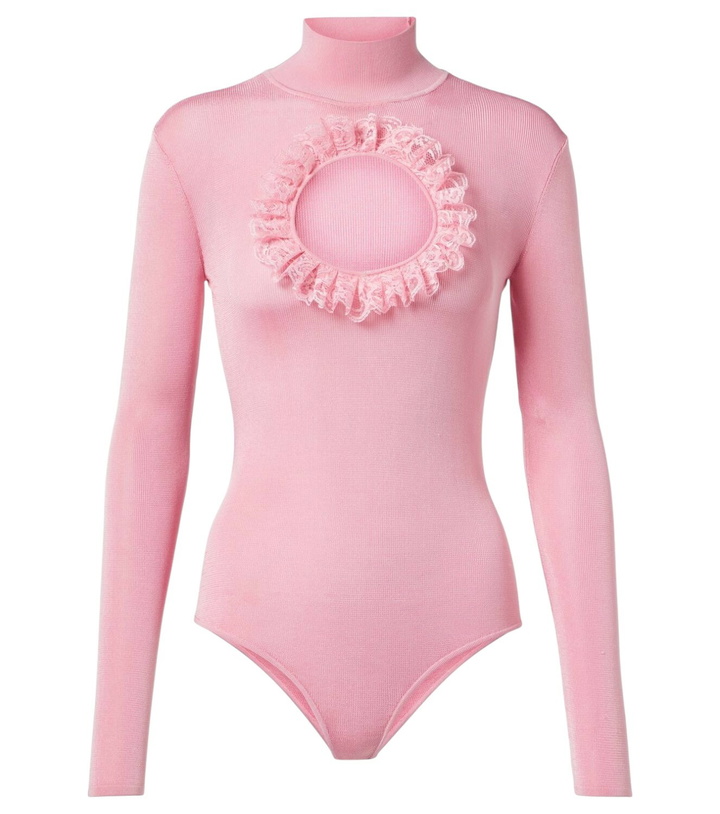 Photo: Self-Portrait x Christopher Kane cutout lace-trimmed bodysuit