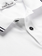 Stone Island - Logo-Appliquéd Stretch-Cotton Piqué Polo Shirt - White