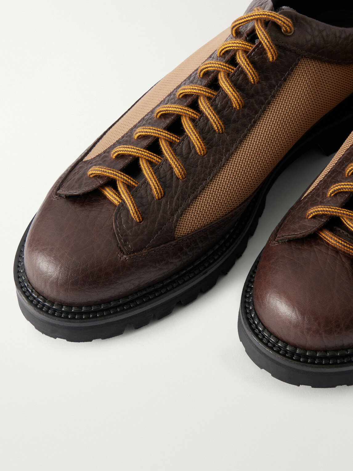 Aimé Leon Dore - Field Textured Leather-Trimmed Mesh Hiking Boots - Brown