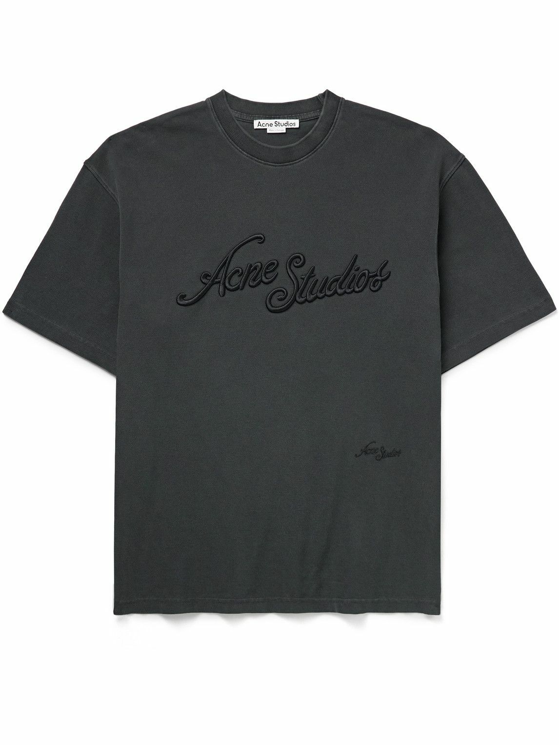 Acne Studios - Logo-Embroidered Cotton-Piqué T-Shirt - Black Acne