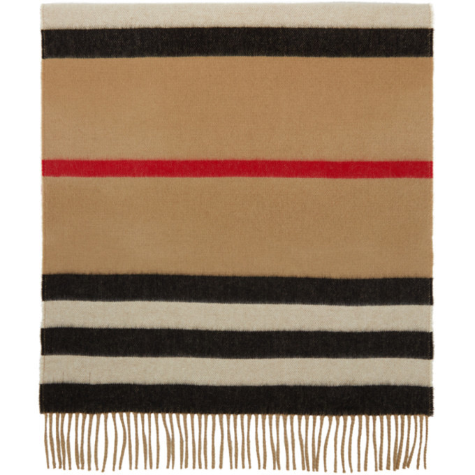 Photo: Burberry Beige Cashmere Jacquard Icon Stripe Scarf