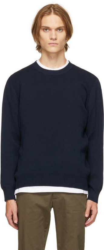 Photo: Norse Projects Navy Compact Cotton Raffo Sweater