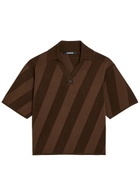 Jacquemus Le Polo Maille Striped Close-knit Polo Shirt Brown
