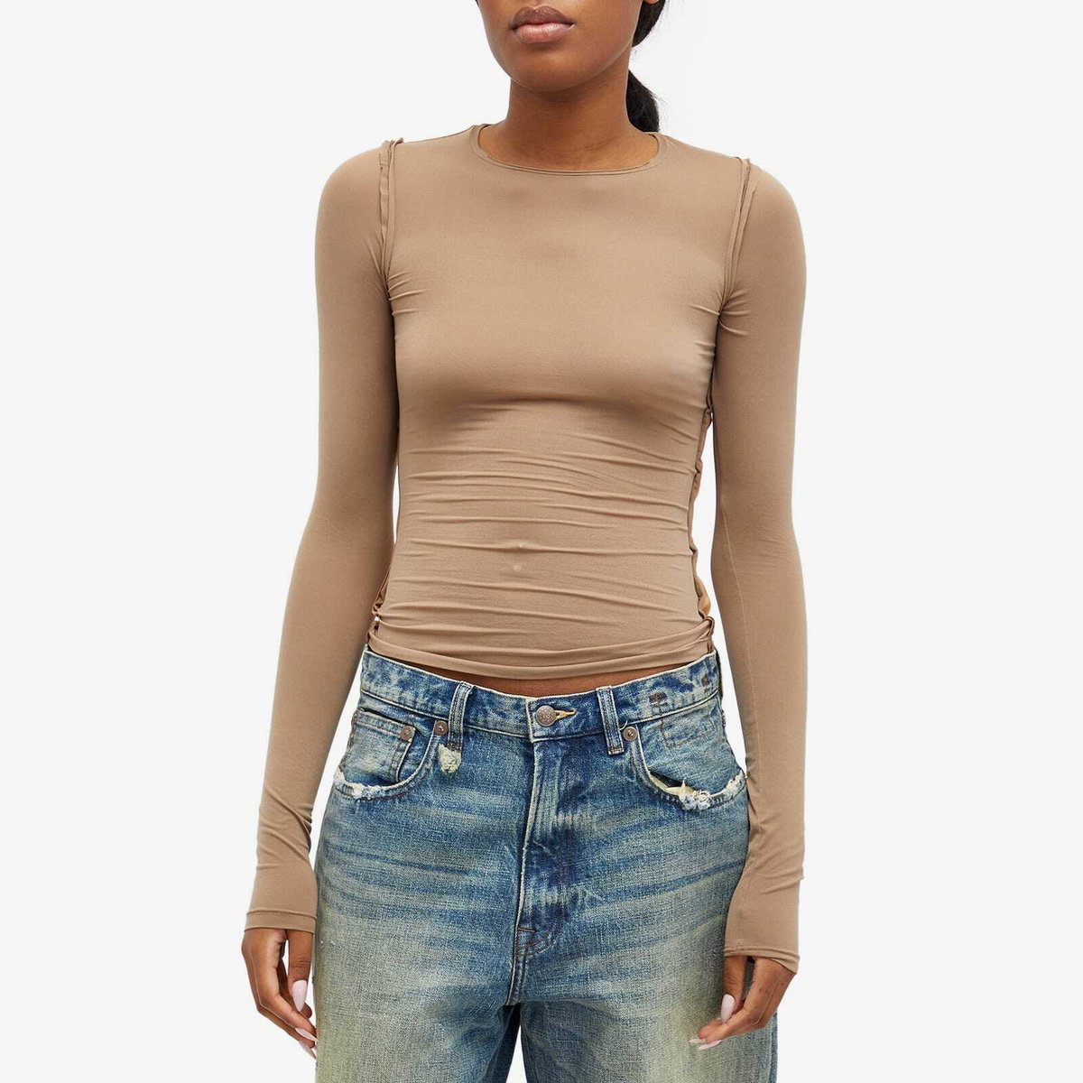 MM6 Maison Margiela トップス MM6 Maison Margiela Women's Long Sleeve Top in Mud Brown