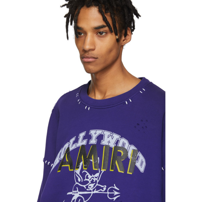 Amiri Blue Oversized Team Logo Sweatshirt Amiri