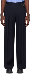 Wooyoungmi Navy Wide Tuck Trousers