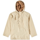 Auralee Men's Biodegradable Nylon Hooded Popover Jacket in Light Beige