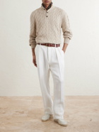 Ralph Lauren Purple label - Straight-Leg Pleated Herringbone Linen Trousers - White