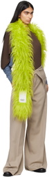 Ruslan Baginskiy Green Faux-Fur Logo-Patch Scarf