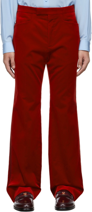 Photo: Gucci Red Stretch Velvet Trousers