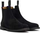 Common Projects Black Waxed Suede Chelsea Boots