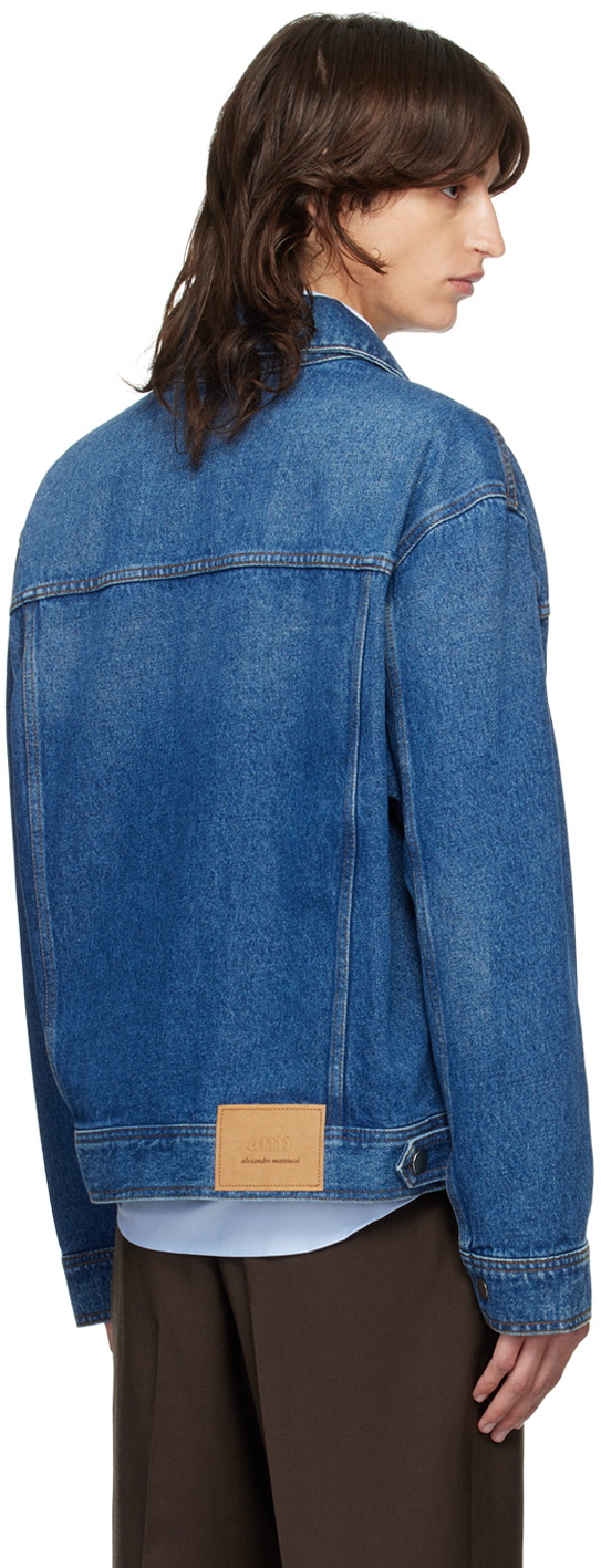 AMI Paris Blue Trucker Denim Jacket
