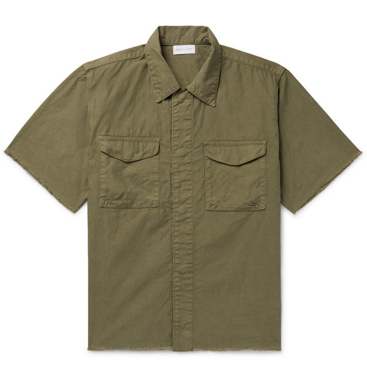 Photo: John Elliott - Inca Distressed Cotton Shirt - Green