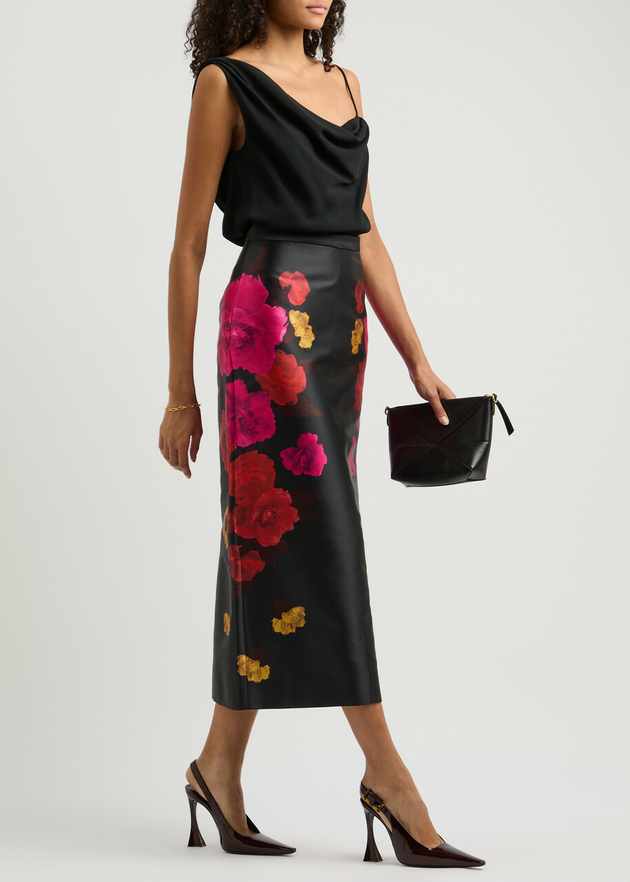 midi embroidered dresses for women Margaret Floral Embroidered Midi Dress Black | Occasion Dress in Sizes  XXS–6X