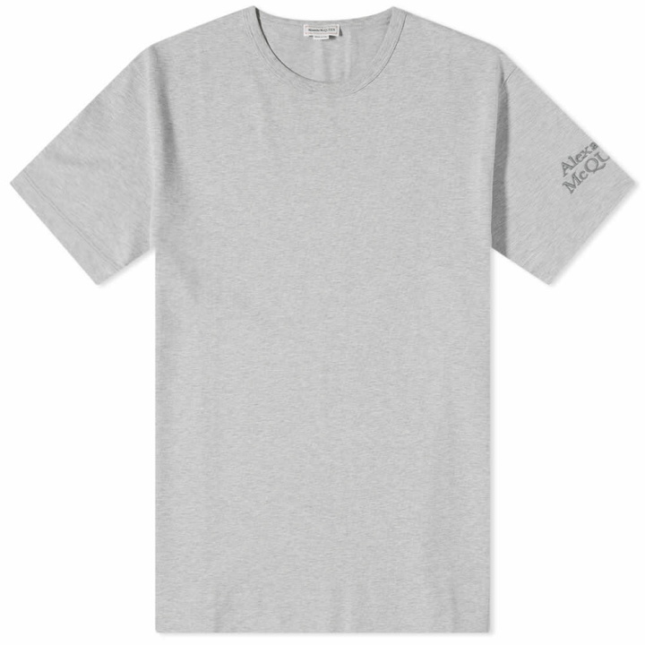 Photo: Alexander McQueen Men's Sleeve Logo T-Shirt in Pale Grey Marl