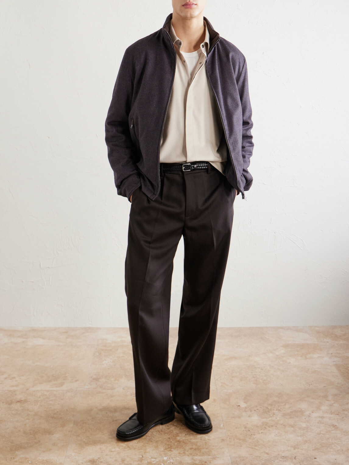 Herno - Silk and Cashmere-Blend Twill Bomber Jacket - Gray
