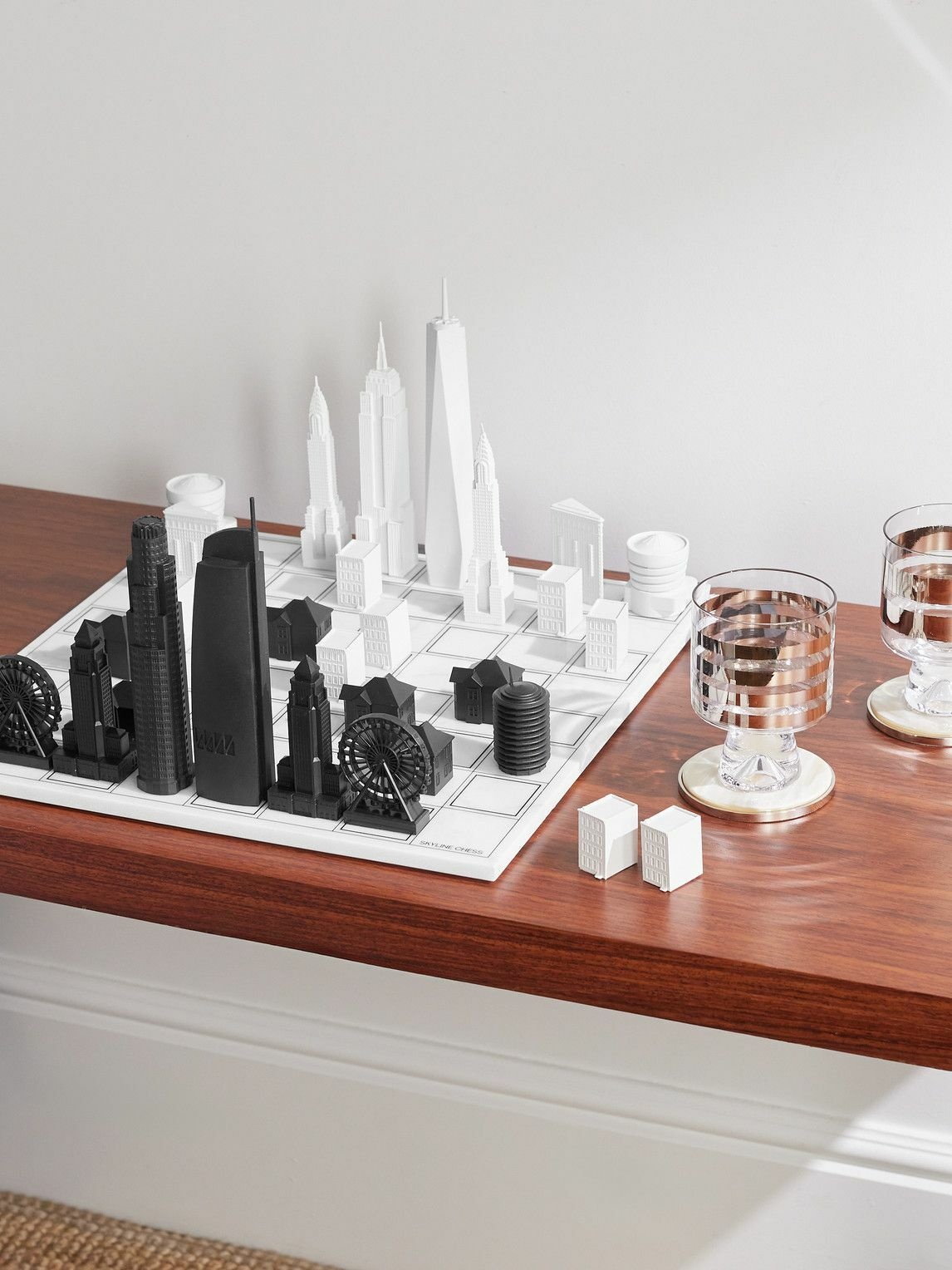 Photo: Skyline Chess - London Vs New York Acrylic and Marble Chess Set