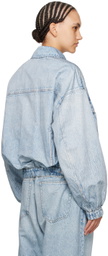 Alexander Wang Blue Printed Denim Bomber Jacket