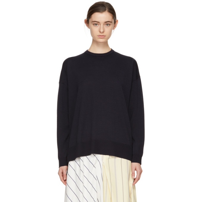Enfold Navy High Twisted Box Sweater Enfold