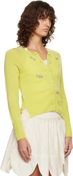 Simone Rocha Green Turbo Embellished Relaxed Cashmere Cardigan