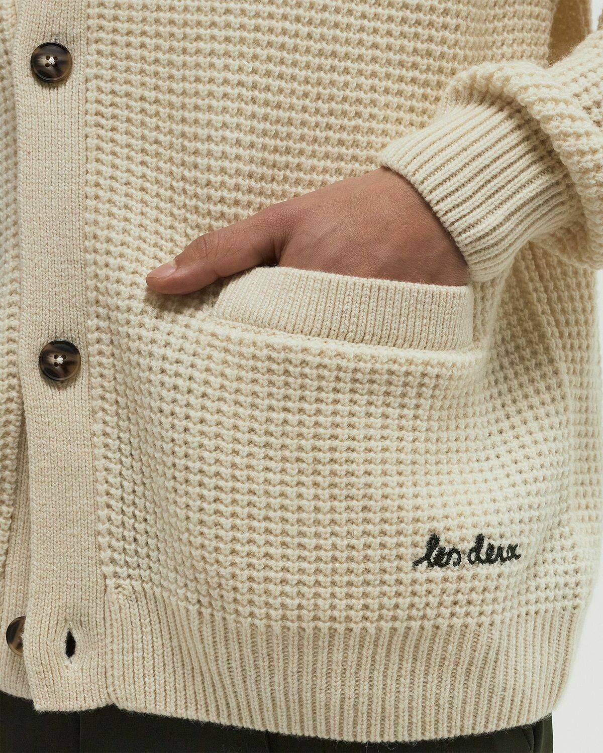 Les Deux Grady Waffle Cardigan Beige Mens Zippers & Cardigan