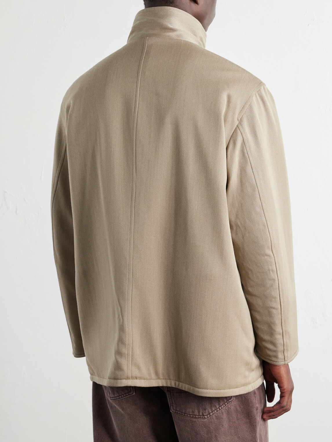 Auralee - Reversible Wool-Twill and Leather Jacket - Neutrals