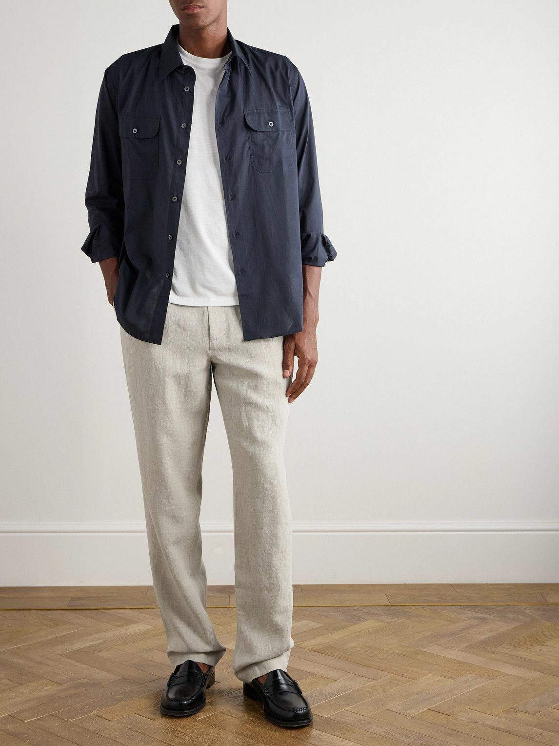 De Bonne Facture - Wide-Leg Pleated Linen and Wool-Blend Trousers - Neutrals