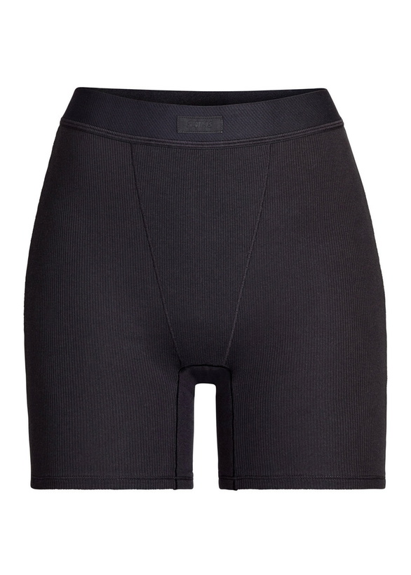 Photo: Skims Cotton-rib Boxer Shorts Black