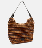 Staud Drift beaded leather-trimmed tote bag