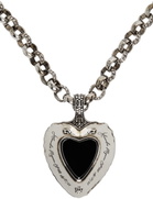 Alexander McQueen Silver Dove & Heart Pendant Necklace