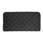 Bottega Veneta Black Rubber Intrecciato Zip Around Wallet