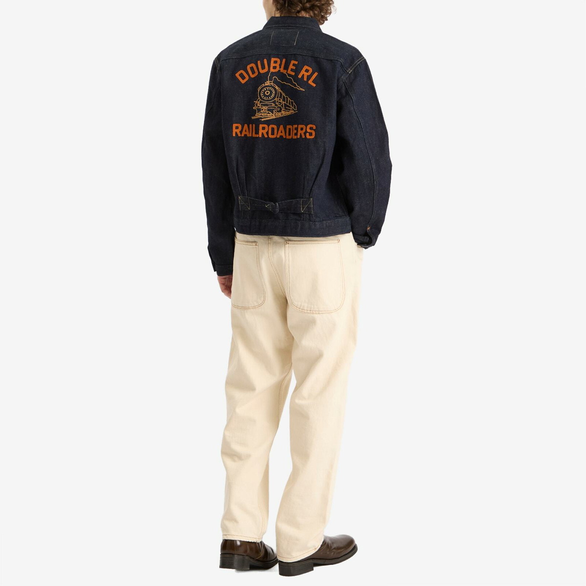 RRL Men's Dockman Chain Stitch Trucker Jacket in Rinse RRL