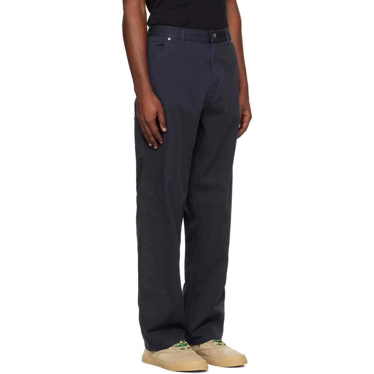 Moncler Navy Cotton Blend Gabardine Cargo Pants