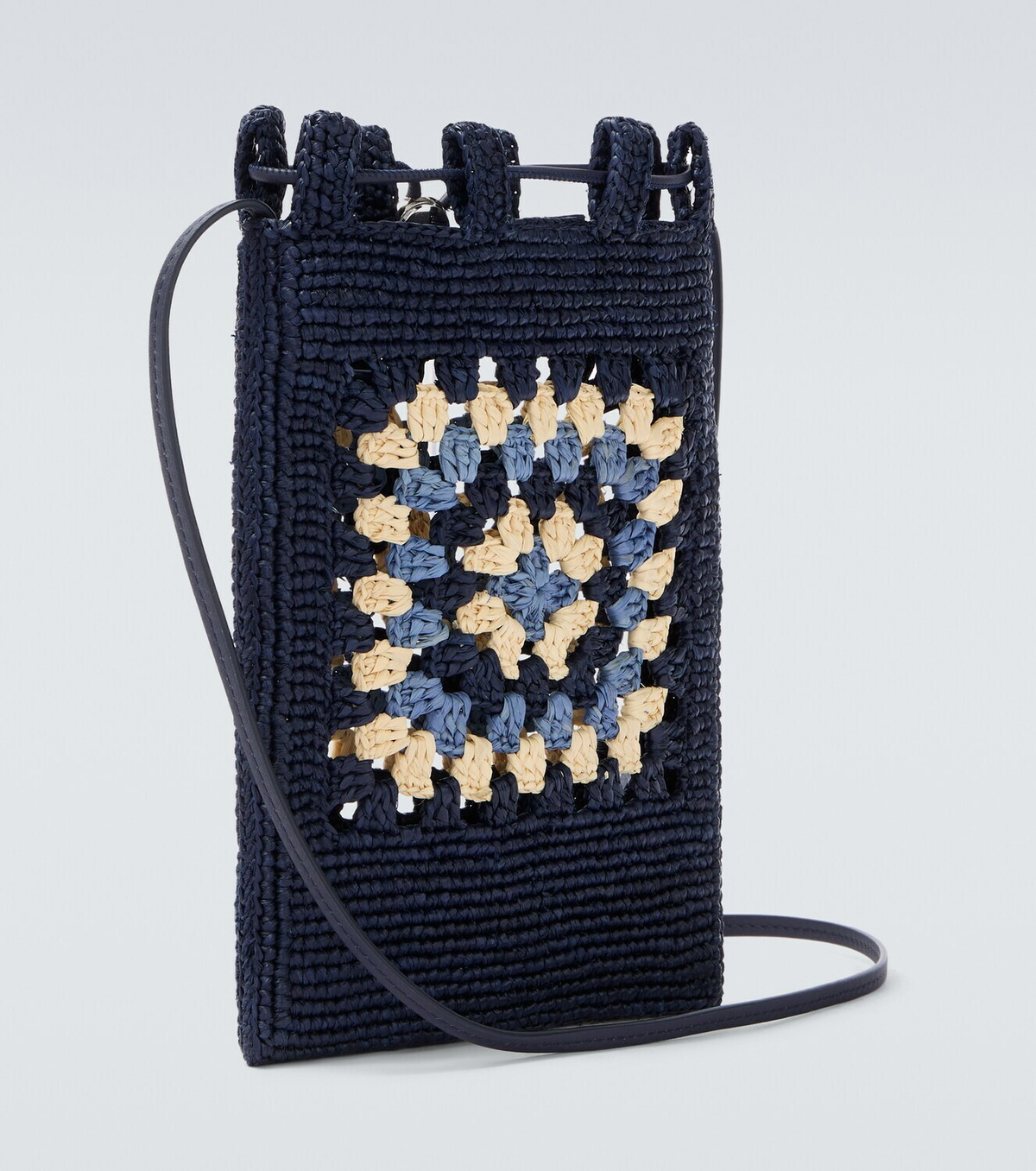 Loewe Paula's Ibiza crochet raffia pouch with strap